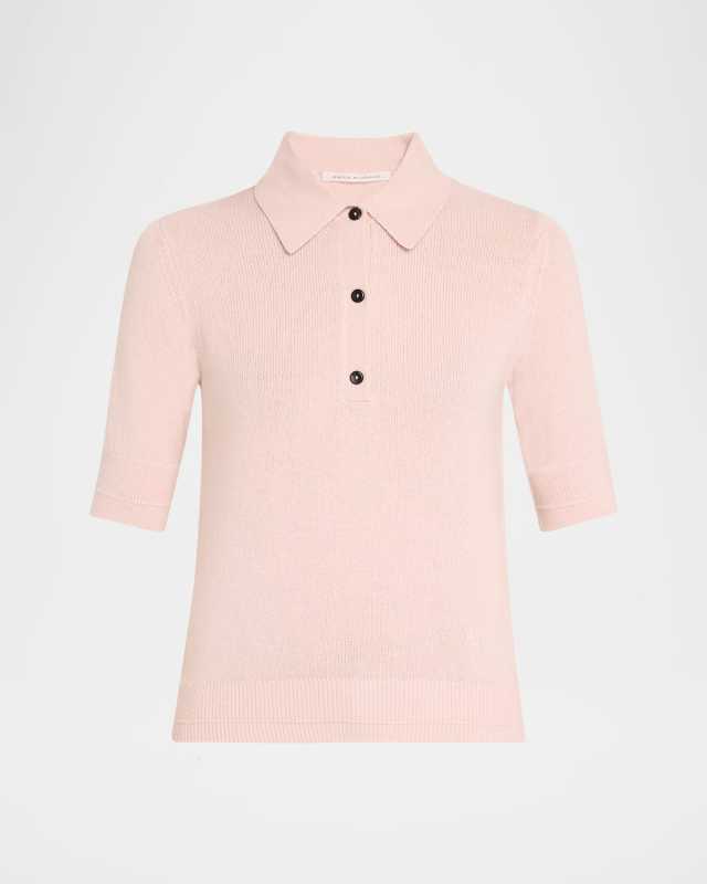 Cashmere Short-Sleeve Petite Polo Shirt